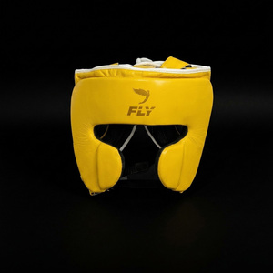 Conjunto de Boxeo FLY Amarillo para Entrenamiento, Guantes de Boxeo, Protector Inguinal, Protector de Cabeza, Cuero Genuino, Absorción de Impactos - Product Image 3