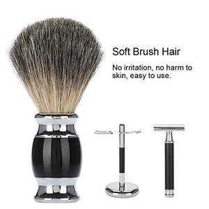 Kit de Afeitado de Alta Demanda: Brocha de Afeitar de Pelo de Texugo con Nudo y Maquinilla de Afeitar de Doble Filo de Mango Largo - Product Image 2