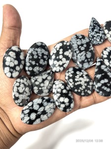 Vente en gros de cabochons en obsidienne flocon de neige naturelle, pierres précieuses en vrac, formes variées, taille personnalisée, pour la fabrication de bijoux, effet de changement de couleur - Product Image 5
