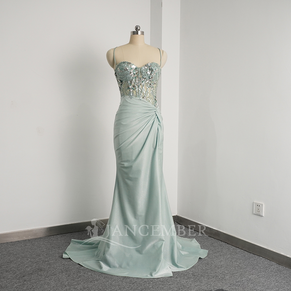 slim fit dress slacks Luxury Sage Green Beaded Evening Dress with Cape LA72126B – SERENE HILL main image 0