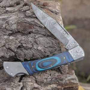 Damascus Steel Folding Knife Handmade Durable Patterned Steel Pocket Design Outdoor <b>Camping</b> Hiking Fishing Travel Utility <b>Tool</b> - Product Image 5