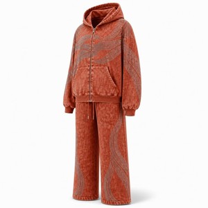 Ensemble de survêtement unisexe bleu clair coupe-vent en polaire 2-en-1 avec capuche, fermeture éclair, manches longues, coupe décontractée et poches latérales - Product Image 5