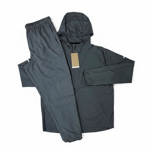 Ensemble coupe-vent décontracté d'hiver pour homme, écologique et personnalisé, en nylon, avec veste à capuche et pantalon respirant à taille élastique - Product Image 5