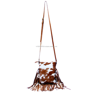 กระเป๋าหนังแท้สะพายข้างสำหรับผู้หญิง, กระเป๋าส่งเอกสารมีขอบโบฮีเมียนกระเป๋าหนังวัวออกแบบโลโก้ได้ตามต้องการ - Product Image 4