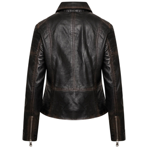 Blouson de moto en cuir véritable pour l'hiver, coupe ajustée, coupe-vent, style neutre, grande taille XL, teinture unie, broderie, fourniture OEM - Product Image 3