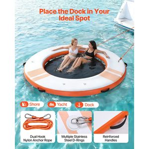 Plataforma Flotante Inflable de 8 Pies, Tapete de Agua Antideslizante con Escalera Desmontable y Bolsa de Transporte para Lagos y Mar - Product Image 4