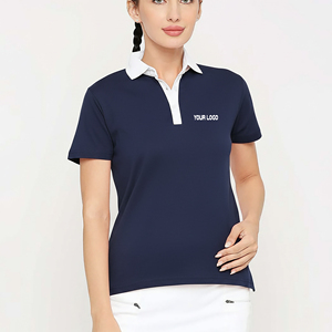 Chemises polo pour femmes 100% coton, vente en gros, logo brodé personnalisé, respirantes, manches courtes, couleur unie, confortables. - Product Image 4