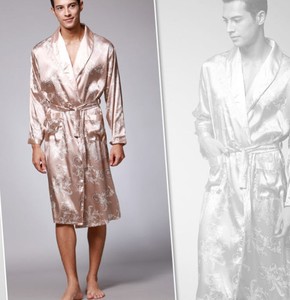 Robe de nuit de luxe pour homme, décontractée, ample, à manches longues, en polyester/coton, pour l'été - Product Image 6