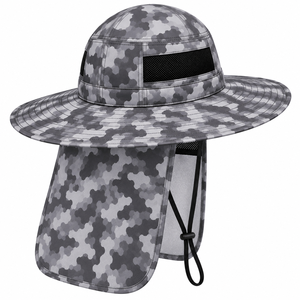Custom Fishing <b>Hat</b> <b>Sun</b> Protection Boonie <b>Hat</b> Wide Brim Bucket <b>Hat</b> <b>Neck</b> <b>Flap</b> Camo Pattern Custom Outdoor Safari Fishing Cap - Product Image 4