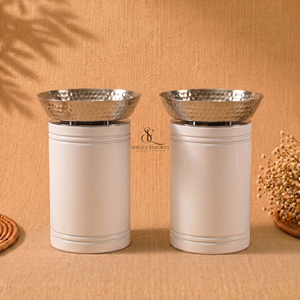 Brûleur à Bakhoor en métal blanc à design martelé avec bol en acier inoxydable. Porte-encens arabe pour la décoration de la maison, cadeau pour le Ramadan et l'Aïd - Product Image 2