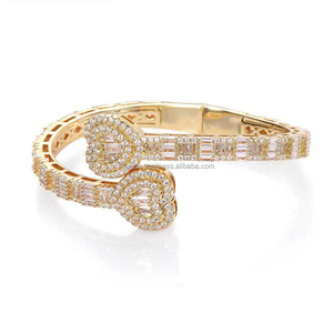 RB <b>Gems</b> Hot-Selling Hip-Hop Diamond Asscher Cut Miami Cuban Chain Women's <b>Bracelets</b> 14mm Width Yellow Gold Plated Lab Grown IGI - Product Image 1