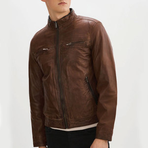 <b>High</b> Street Style <b>Top</b> Quality Slim Fit <b>Leather</b> Jacket With OEM Service Best Selling Men <b>Leather</b> Winter Jackets In Cheapest Price - Product Image 4