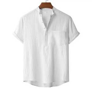 Men's Short Sleeve O-Neck 100% Cotton <b>Shirt</b> Regular Fit Casual Knitted Animal Print <b>Sequin</b> Embroidery Front Breathable Regular - Product Image 2