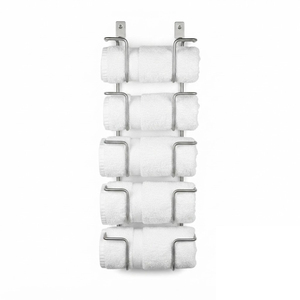 Luxury Stainless Steel Wall Mounted Towel Rack Modern Bathroom Towel Organizer Hotels Spas Rolled Towel Holder Stacker - Product Image 1
