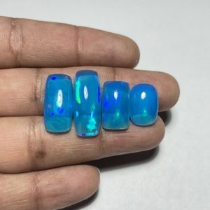 Hasnain <b>Gems</b> Ethiopian Opal Pryba Color Blue Natural Cushion Cut Gemstone Multi Flash Cabochon Loose <b>Stone</b> Custom Jewelry Making - Product Image 5