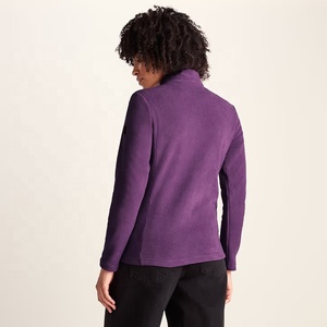 Veste polaire violette pour femme, entièrement zippée, col rabattable, tricotée, douce, pour l'hiver, tenue décontractée - Product Image 6