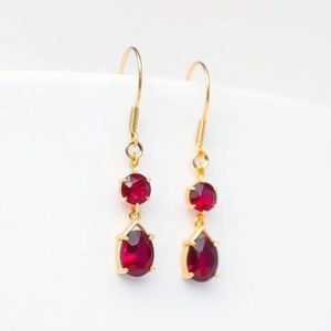 Pendientes de gancho de piedras preciosas de Plata de Ley 925 de estilo vintage Pendientes de gota chapados en oro de 18 quilates Joyería de moda - Product Image 2