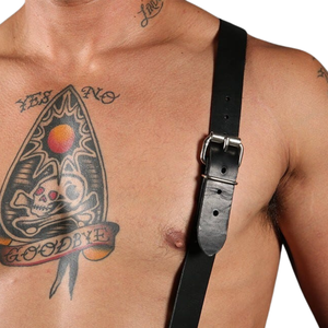 Mens Leather Suspender <b>and</b> Harness Combo Adjustable Fit Premium Leather Hardware Club Wear Style - Product Image 6