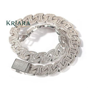 S925 Gold Plated Lab Grown Diamond Zircon Link <b>Chain</b> Necklace Hiphop Statement Jewelry Everyday Wear - Product Image 4