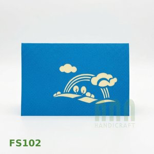 Cartes de vœux rectangulaires 3D Pop-up écologiques faites à la main ANN HANDICRAFT pour anniversaire, amitié, remerciement, thème arc-en-ciel du Vietnam - Product Image 2