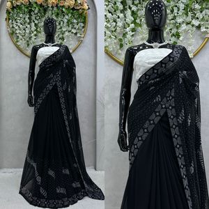Sari Tradicional Elegante para Mujer, para Bodas, Fiestas y Ocasiones Festivas, Ropa Étnica con Diseño Elegante y Aspecto Premium - Product Image 3