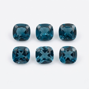 โทแพซสีน้ำเงินลอนดอนธรรมชาติ 8x8 มม. ทรงคุชชั่น เจียระไนเหลี่ยม พลอยหลวม ขายส่งยกชุด |   ผู้จัดจำหน่ายพลอยบลูโทแพซแท้ - Product Image 4