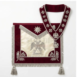 Tablier de regalia maçonnique de luxe, broderie 3D de qualité supérieure, fixation par épingle de sûreté, style classique - Product Image 4
