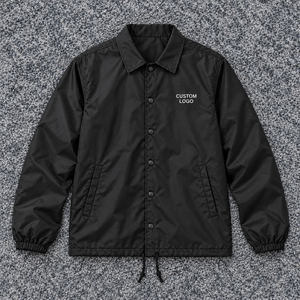 Veste de coach personnalisée pour hommes, logo brodé, coupe-vent léger en nylon, boutons-pression, vêtements d'équipe, vente en gros OEM - Product Image 3