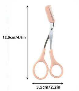 Tijeras para Cejas de Acero Inoxidable con Peine, Color Rosa y Plateado, Herramienta de Precisión para el Cuidado de las Cejas para Mujeres, Peine Incorporado, Mango Cómodo - Product Image 5