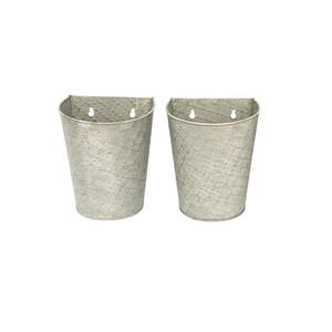 Juego de 2 Macetas de Pared de Metal Galvanizado, Estilo Rústico, Macetas Colgantes para Plantas de Interior y Flores, Bolsillos de Jardín para el Hogar - Product Image 1