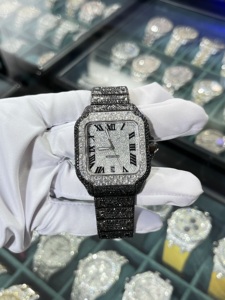 Montre mécanique de luxe pour homme en acier inoxydable, chronographe, date, pierres en moissanite, résistance à l'eau 5 BAR, accessoire de mode hip-hop - Product Image 1