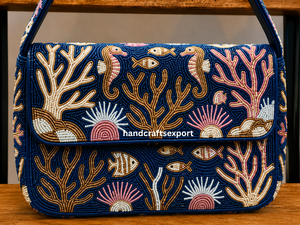 Sac à bandoulière tendance en perles de récif marin, léger, résistant, écologique, fait main et de luxe |   Sac à main brodé |   Conception de logo personnalisé - Product Image 6