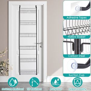 Organizzatore da Appendere Sopra la Porta a 6 Livelli in Acciaio al Carbonio, 62.99 Pollici, con Ganci, Scaffale Portaoggetti per Cucina e Bagno - Product Image 2
