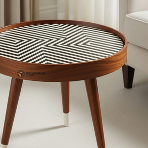 Traditional Hand-Painted Meena Wooden <b>Stool</b> Decorative Round Side <b>Table</b> <b>with</b> Mandala Art Ethnic Indian Style for Home Decor - Product Image 2