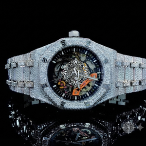 Reloj de Lujo con Incrustaciones de Diamantes y Moissanita, Movimiento ETA, Deportivo, de Acero Inoxidable, Esfera Esqueleto de 20 mm, Correa de Pulsera, Logotipo Personalizado - Product Image 5