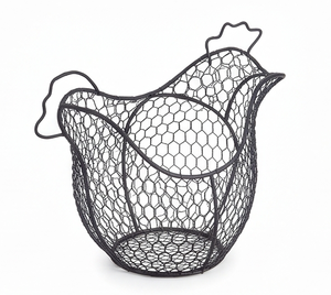 Cesta de Almacenamiento de Metal con Forma de Gallina Negra Premium con Asas para Decoración del Hogar, Esencial para la Cocina - Product Image 1