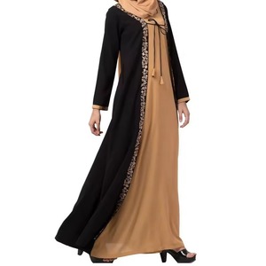 Vestido Abaya Informal Holgado para Mujer, con Cuentas, Manga Larga, Estilo Jalabiya Musulmana, para Eid y Ramadán, 100% Poliéster Chifón, Largo hasta el Suelo - Product Image 4