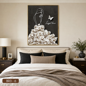 Peinture murale artisanale exquise à motifs floraux pour fille, décoration intérieure, design personnalisé, fabriqué au Vietnam, marque HALO - Product Image 2