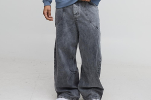 Custom High Quality Vintage Wash Man Oversized Denim Pants Streetwear Baggy Jeans <b>for</b> Men - Product Image 5