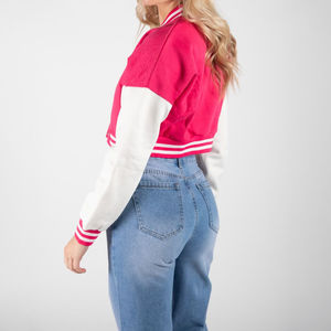 Chaqueta Varsity de Lona Tejida Transpirable para Mujer, Estilo Nuevo, Color Sólido, Personalizable, Servicio OEM, Precio de Oferta - Product Image 2