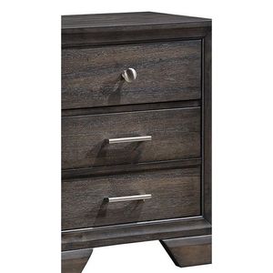 Comodino Contemporaneo in Legno Massello con 3 Cassetti, Finitura in Legno Scuro, Arredamento per Camera da Letto - Product Image 5