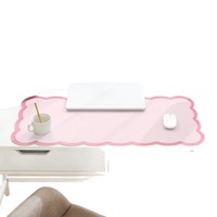 Grand tapis de bureau esthétique et mignon en cuir PU pour ordinateur portable, souris et clavier, tapis d'écriture pour coiffeuse/lieu de travail/maison