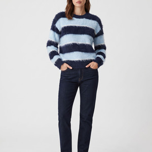Meilleur fabricant, service OEM, pull en mohair, respirant, confortable, matière douce, laine tricotée, nouveau style, pull rayé pour femmes - Product Image 1