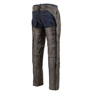 The Racer' Pantalones de carreras de cuero de vaca negro con protección X-Armor Pantalones de cuero a prueba de agua y viento para hombres. - Product Image 1