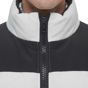 Relevo <b>Men's</b> <b>White</b> Black Color Block <b>Puffer</b> <b>Jacket</b> Waterproof Windproof Hooded Zipper Front Casual Spring Eco-Friendly 100% - Product Image 2