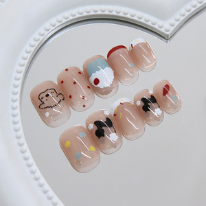 Pegatinas de <span class=keywords><strong>Uñas</strong></span> con Diseño de Pastel de Caramelos y Puntos de Estilo Francés para Niñas, Adhesivos Removibles para <span class=keywords><strong>Uñas</strong></span> con Animales Lindos, 24 Piezas - Product Image 3