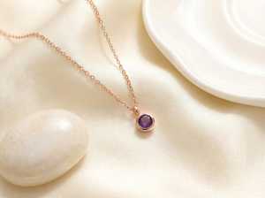 Amethyst Pendant 925 Sterling <b>Silver</b> 14K Rose Gold Plated February Birthstone Natural Gemstone Gift - Product Image 4