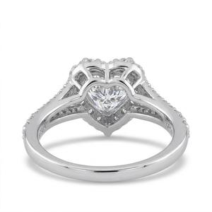 925 Sterling Silver Heart Cut Lab Grown Diamond Engagement <b>Ring</b> Halo <b>Split</b> Shank in 14K Pure Gold Diamond Wedding <b>Ring</b> for Women - Product Image 4