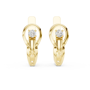 UNIQUE LAB GROWN DIAMOND EARRINGS <b>CLIP</b> 18KT YELLOW GOLD RHODIUM PLATED Side Stone 0.18CT DAILY/ PARTY WEAR GIFTING WOMEN LUXURY - Product Image 1