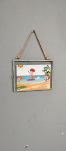 Iron and glass Rectangle Photo <b>Frame</b> With Hanging suede decorative <b>wall</b> picture <b>frame</b> with gray finish - Product Image 5